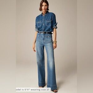 NWT J.Crew High-Rise Sailor Denim Trouser, Classic Length, Size 30